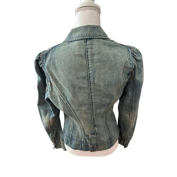 Ralph Lauren Shrunken Puff Sleeve Denim Jean Jacket Vintage Wash - Picture 6 of 10